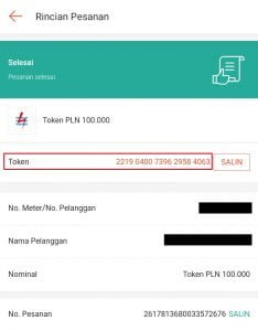 laporan pembayaran dan info token yang kamu dapatkan melalui aplikasi shopee