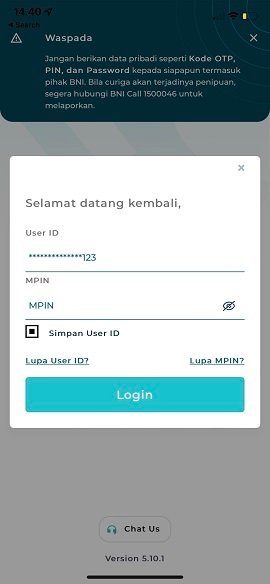 Daftar Rekening BNI Online