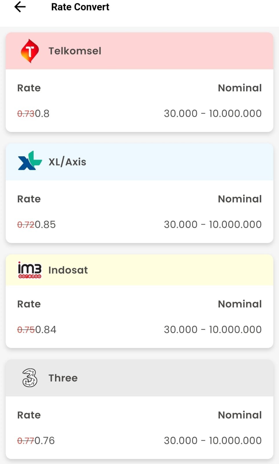 rate convert pulsa