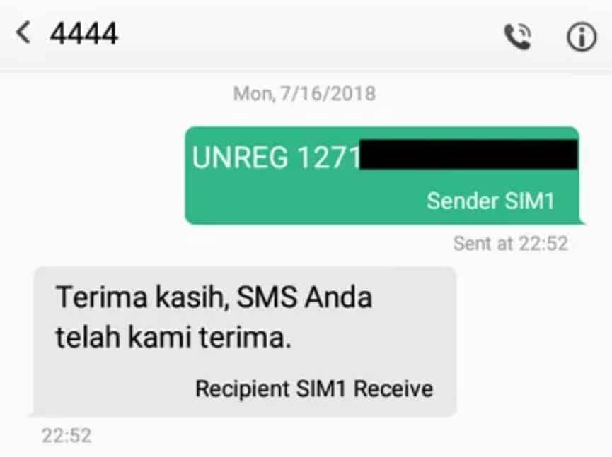 Unreg Telkomsel lewat SMS